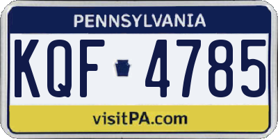 PA license plate KQF4785
