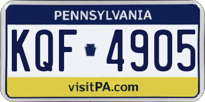 PA license plate KQF4905