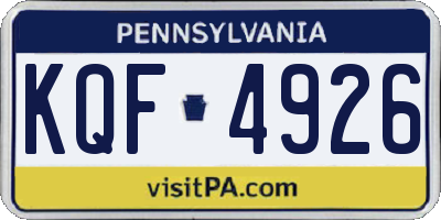 PA license plate KQF4926