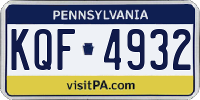 PA license plate KQF4932