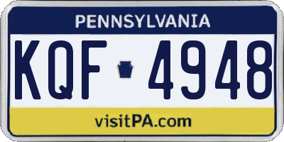 PA license plate KQF4948