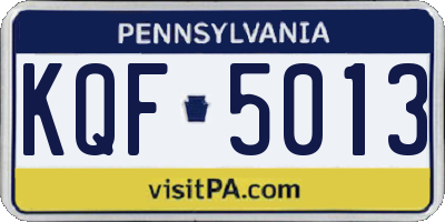 PA license plate KQF5013
