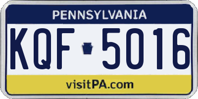 PA license plate KQF5016