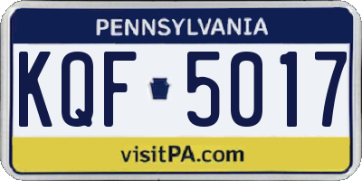 PA license plate KQF5017