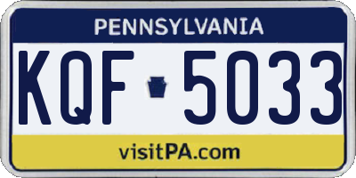 PA license plate KQF5033