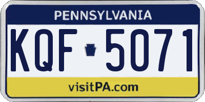 PA license plate KQF5071