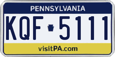 PA license plate KQF5111