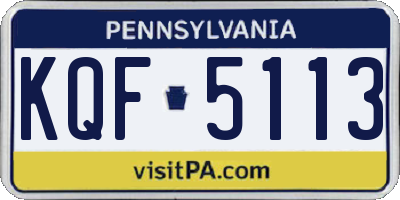 PA license plate KQF5113