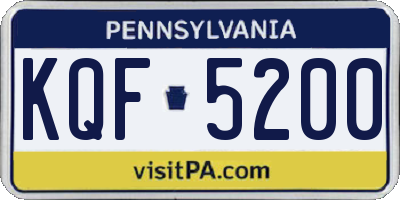 PA license plate KQF5200