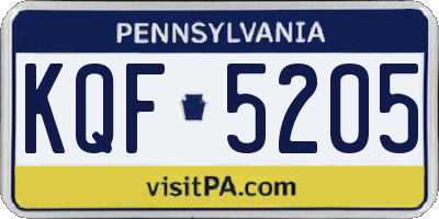 PA license plate KQF5205