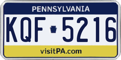 PA license plate KQF5216
