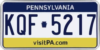 PA license plate KQF5217