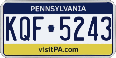 PA license plate KQF5243