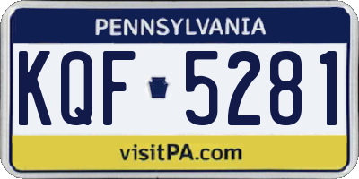 PA license plate KQF5281