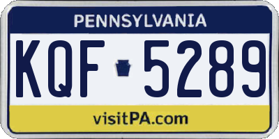 PA license plate KQF5289