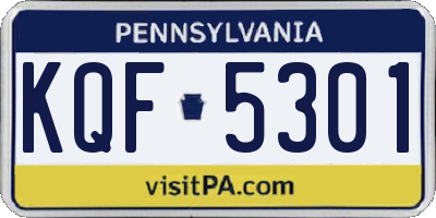 PA license plate KQF5301