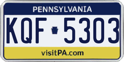 PA license plate KQF5303