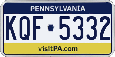 PA license plate KQF5332