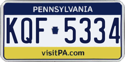 PA license plate KQF5334