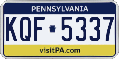 PA license plate KQF5337