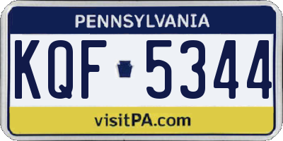 PA license plate KQF5344