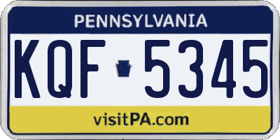PA license plate KQF5345