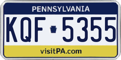 PA license plate KQF5355