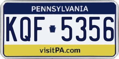 PA license plate KQF5356