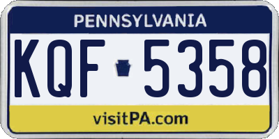 PA license plate KQF5358