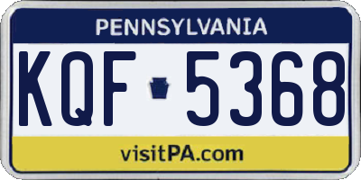 PA license plate KQF5368