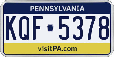 PA license plate KQF5378