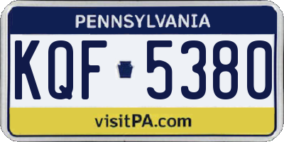 PA license plate KQF5380