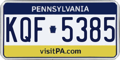 PA license plate KQF5385
