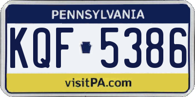 PA license plate KQF5386