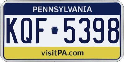 PA license plate KQF5398