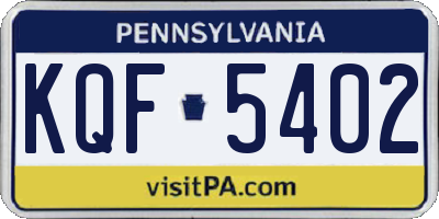 PA license plate KQF5402