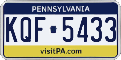 PA license plate KQF5433