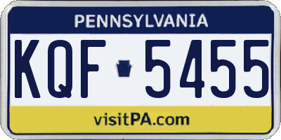 PA license plate KQF5455