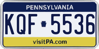 PA license plate KQF5536