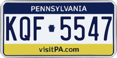 PA license plate KQF5547