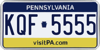 PA license plate KQF5555