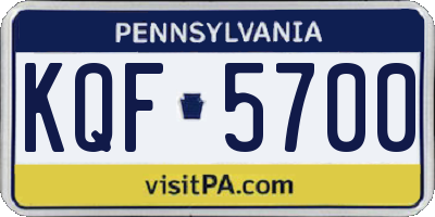 PA license plate KQF5700