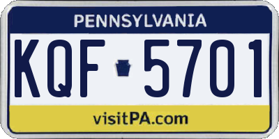 PA license plate KQF5701