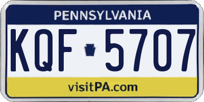 PA license plate KQF5707