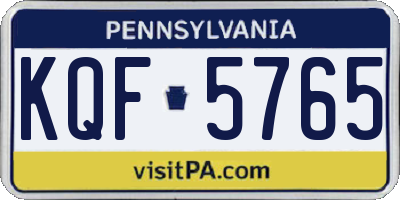 PA license plate KQF5765