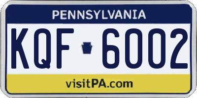 PA license plate KQF6002