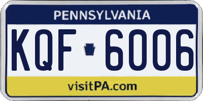 PA license plate KQF6006