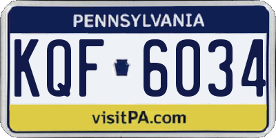 PA license plate KQF6034