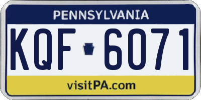 PA license plate KQF6071