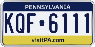 PA license plate KQF6111
